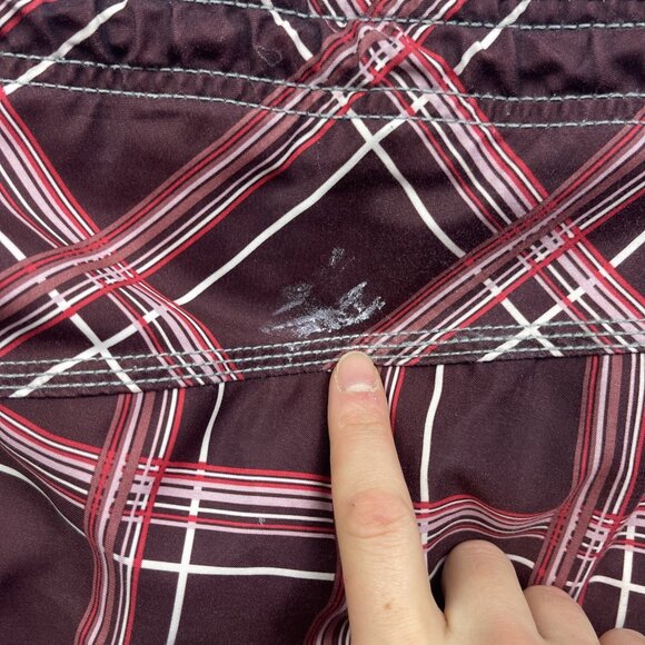Lot x2 Y2K Burnside Cargo Board Shorts Men' L Red & Pink Plaid Surf Beach Summer - Picture 8 of 10